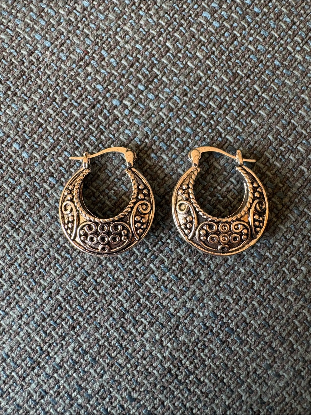 Gold-Tone Patterned Hoop Earrings - Women Jewelry